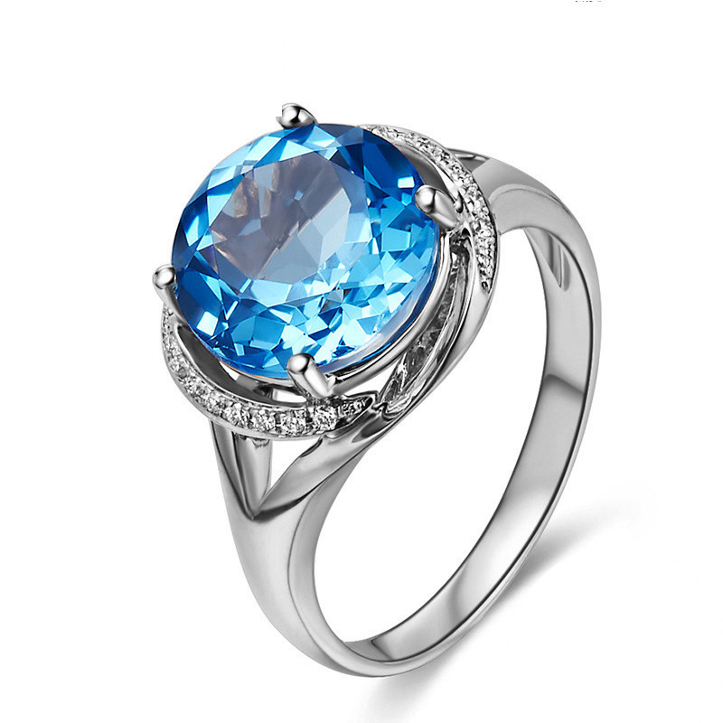 Carat Blue Topaz Ring 18K Plated
