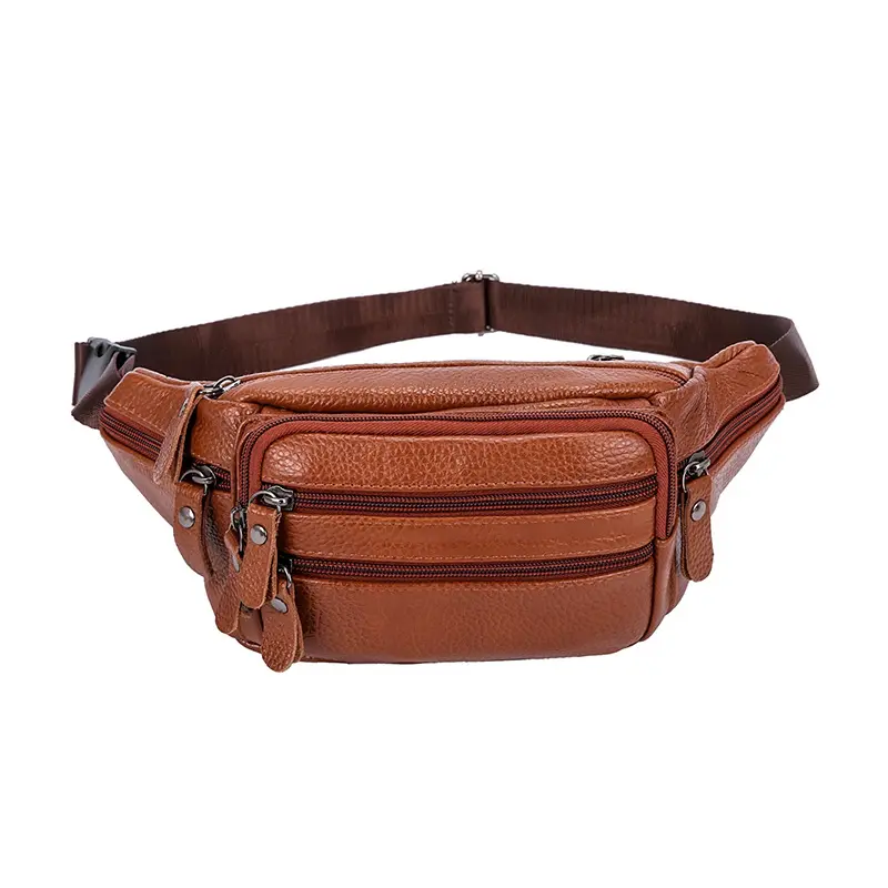 Cowhide Men's Belt Bag Leather Shoulder Chest