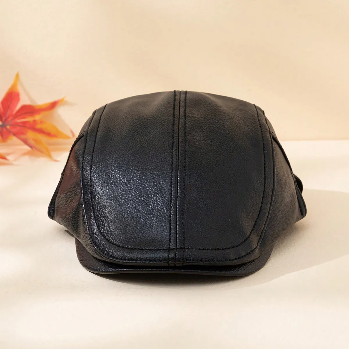 Men's Solid Color PU Leather Warm