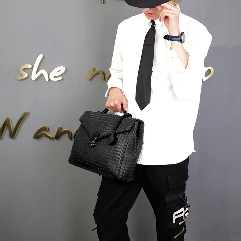 Men's Briefcase Casual Flap Weave Business — foto 5
