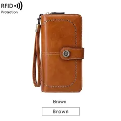 RFID Anti-magnetic Wallet Long Zipper Women's Large-capacity Handbag - Brown - View 1