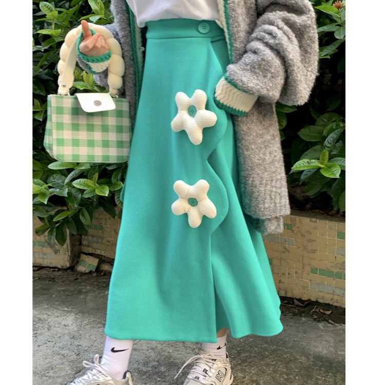 High Waist Slimming Three Dimensional Flower Irregular Age-reducing Skirt