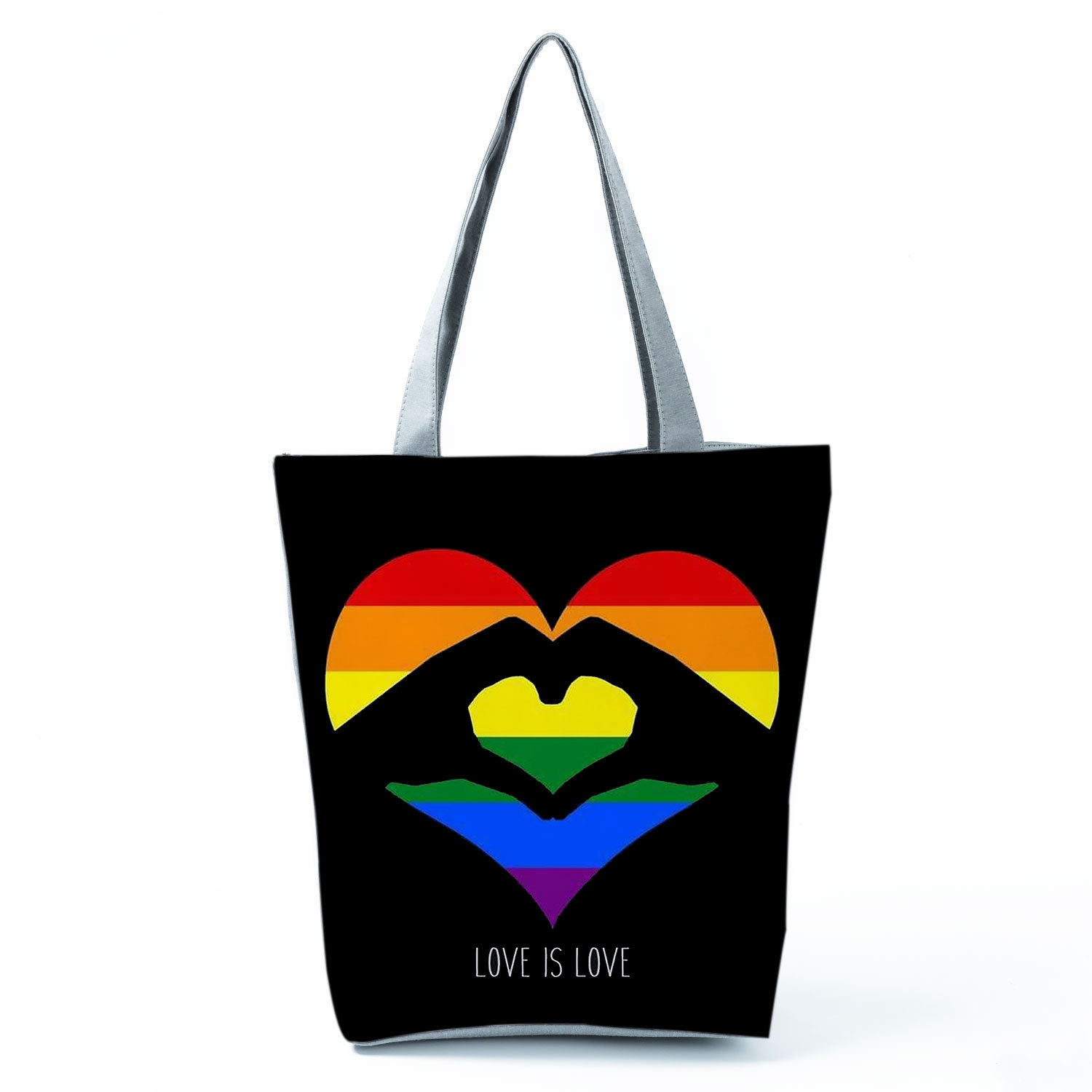 Title 4, Bolsa de ombro casual com estampa Rainbow Engli...