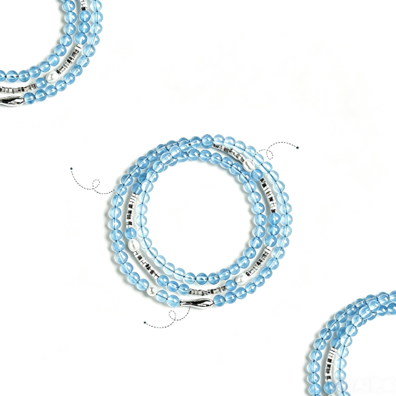 Aquamarine Color Quartzite Beaded Bracelet