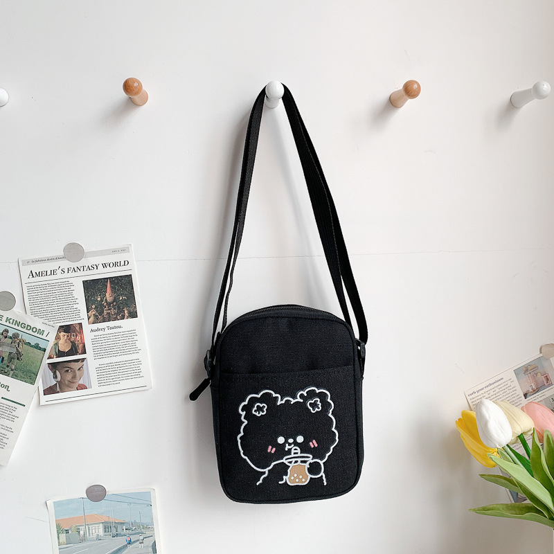 Cute Cross Body Small Female Student Girl Everything Mobile Phone Canvas Bag