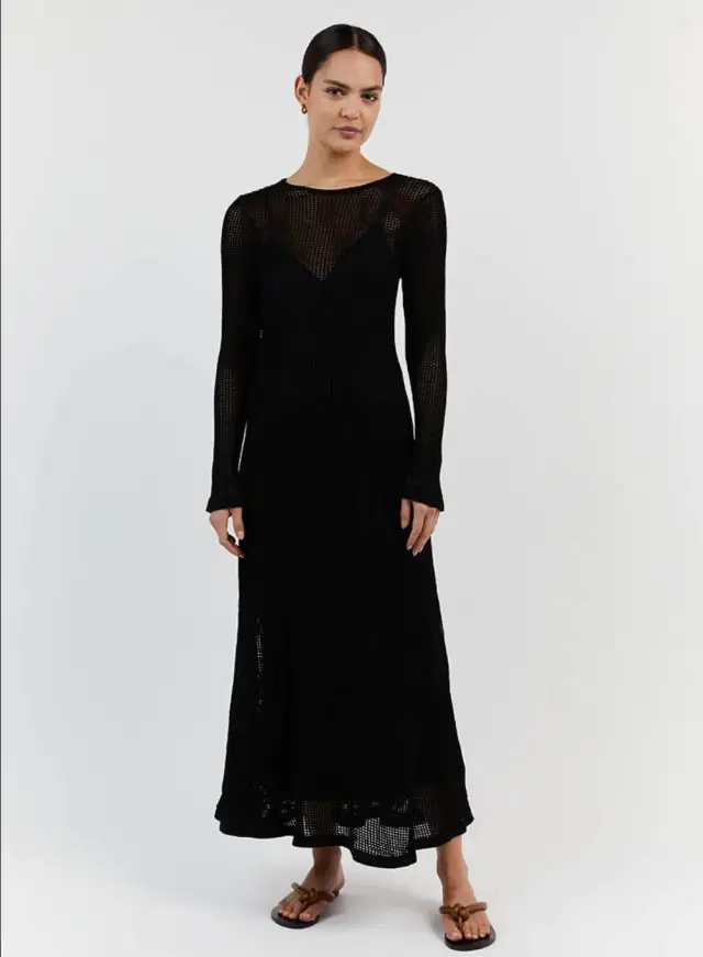 Hollow Out Long Dress Blouse Summer Woman Black - Shop at LoveMi