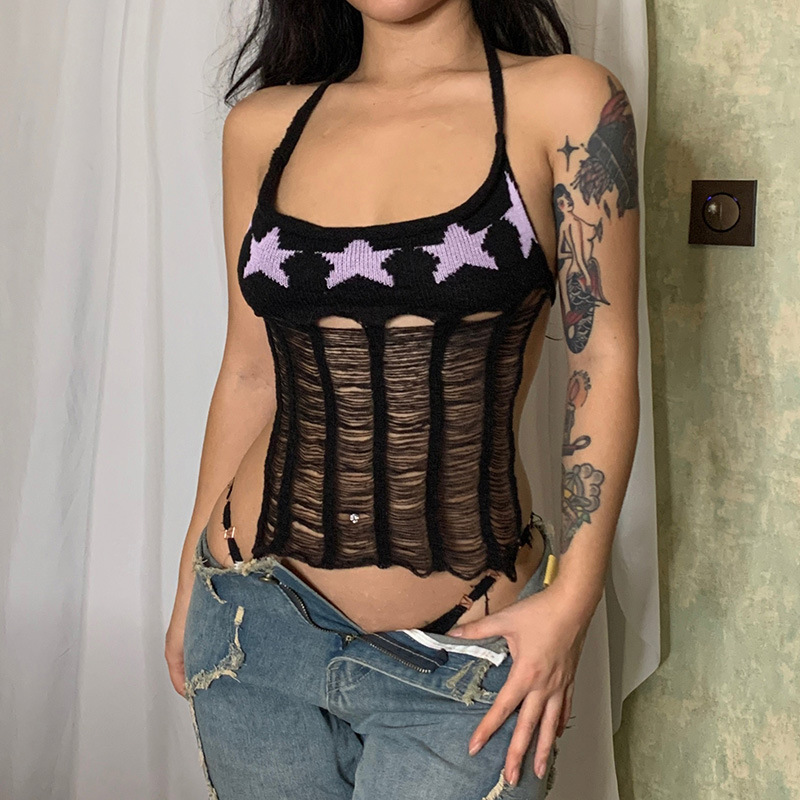 Spicy Girls Street Hip-hop Star Hollow Design Tank Top