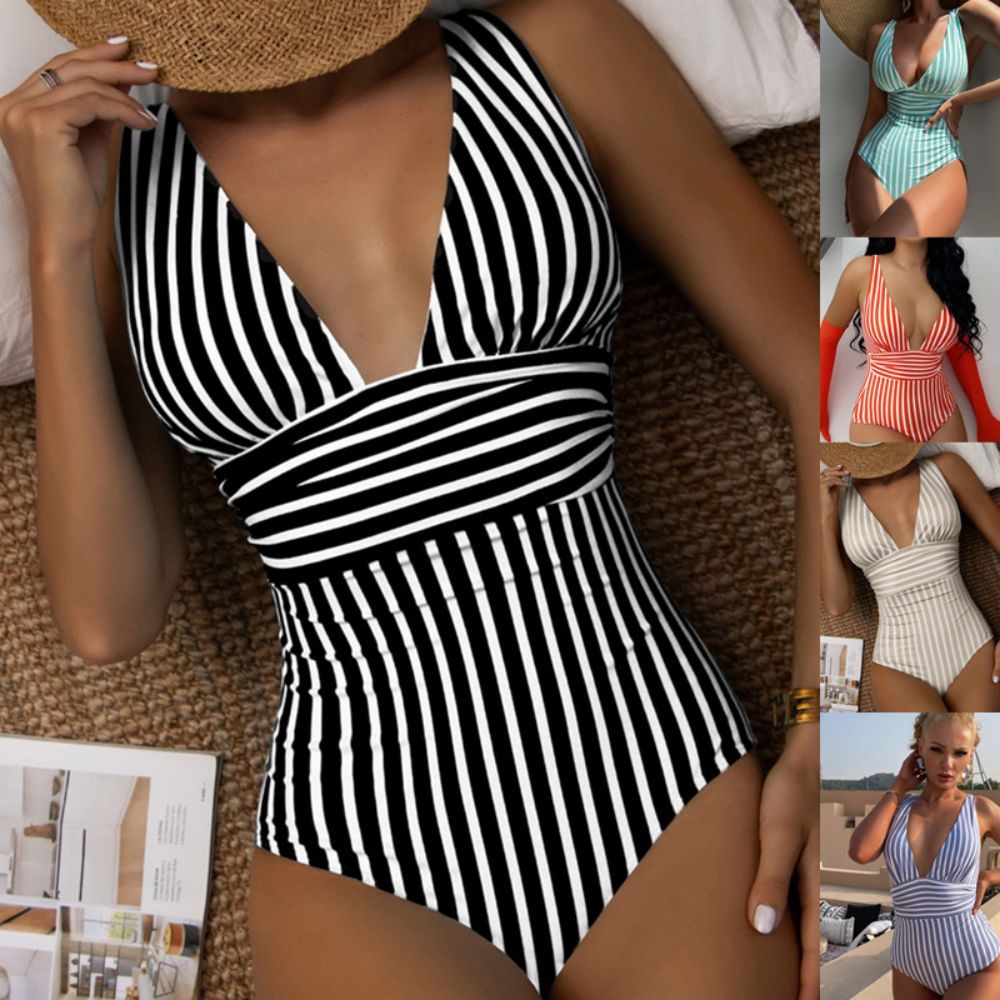 New Bikini Women's One-piece Swimsuit Striped