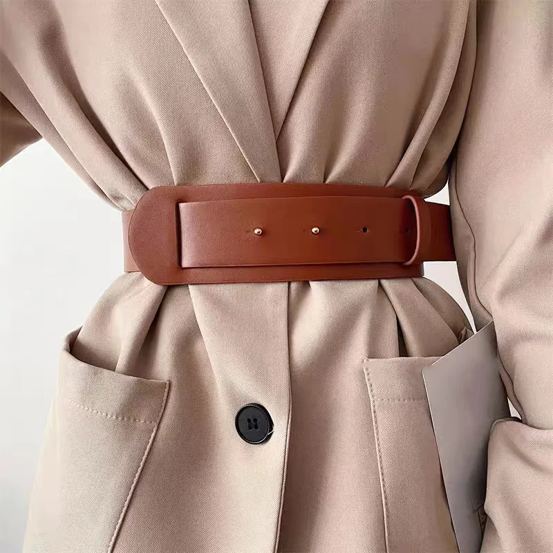 Fashion High Design Sense Wide Waist Wrap Belt Blouse