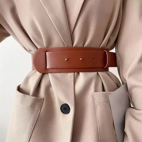 Fashion High Design Sense Wide Waist Wrap Belt Blouse