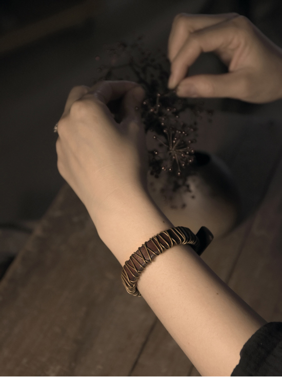 Hand Shaped Ebony Mixed With Obsidian