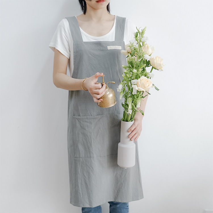 Title 8, Linen Jean Apron Simple Overclothes Kitchen Apron