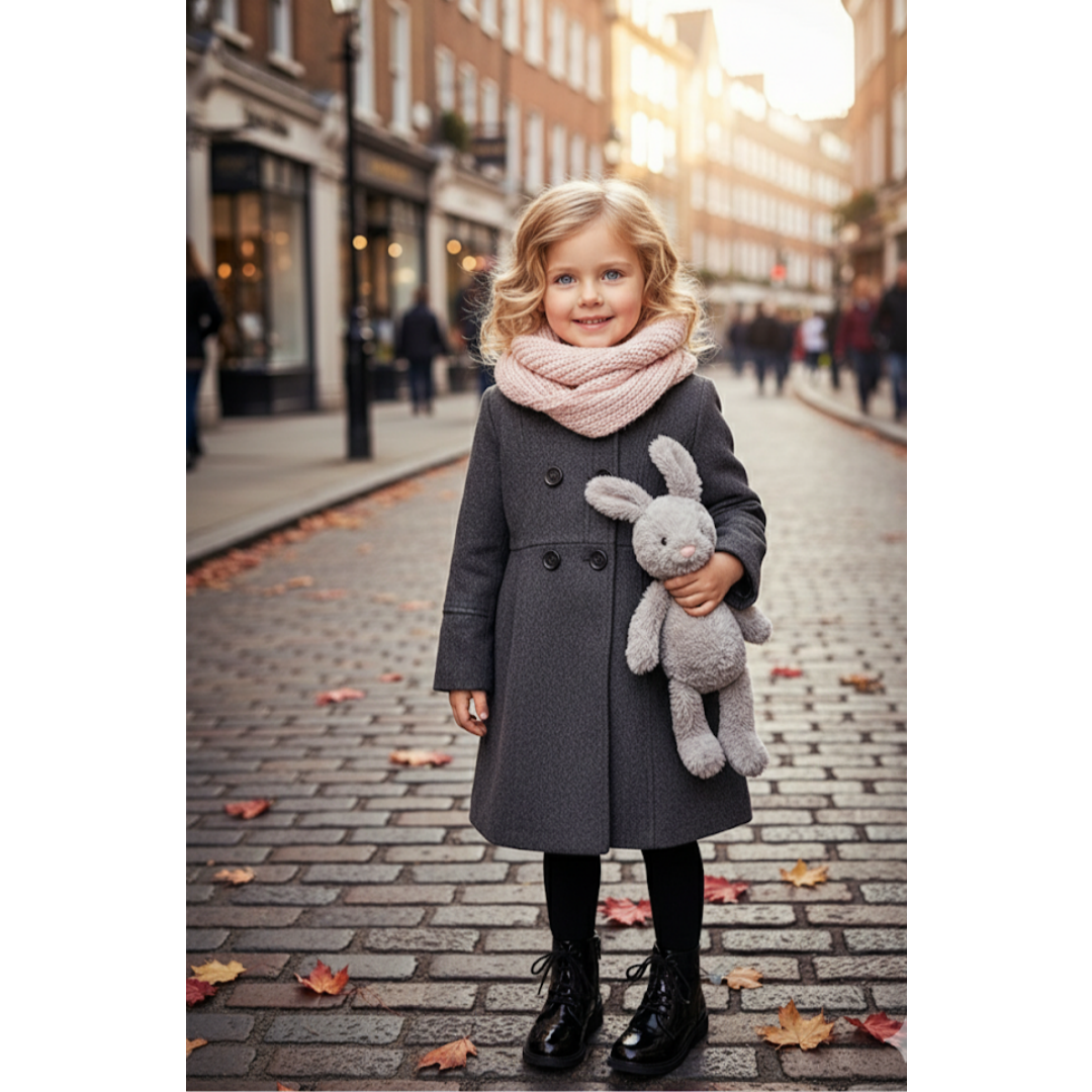 Girls Thick Warm Long Overcoat Vintage Wool Winter Coat Autumn 3-9Y — image 9
