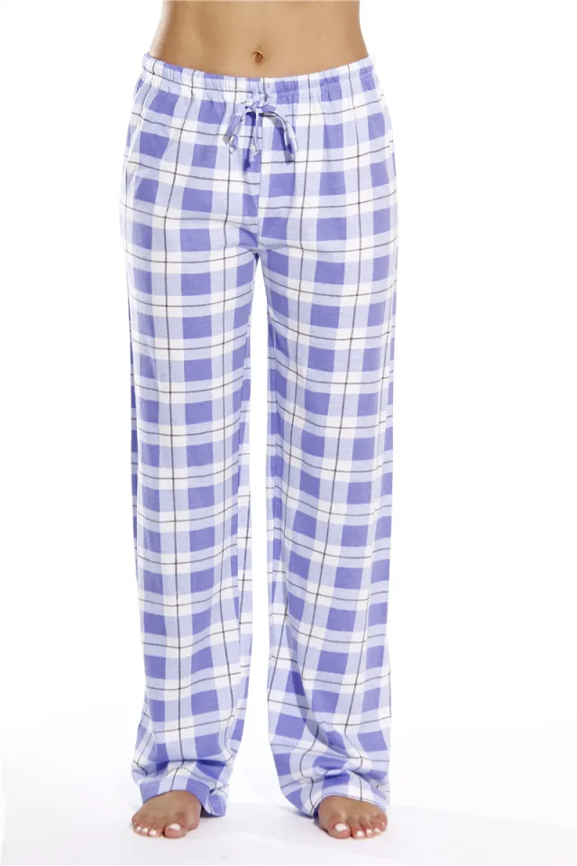 Classic Plaid Home Casual Loose Women's Pants Purple - Shop at LoveMi