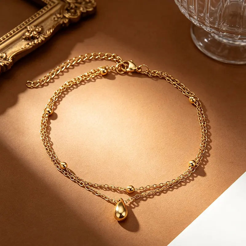 18K Gold Plated Stainless Steel Double Layer Anklet