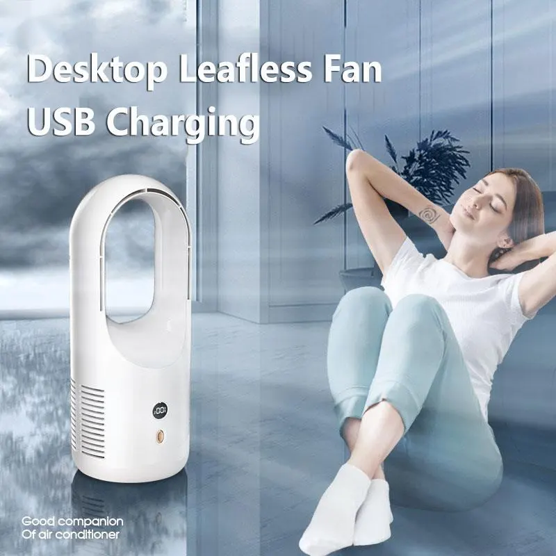 Electric Bladeless Fan Cooler Desktop Portable Usb Rechargable Air