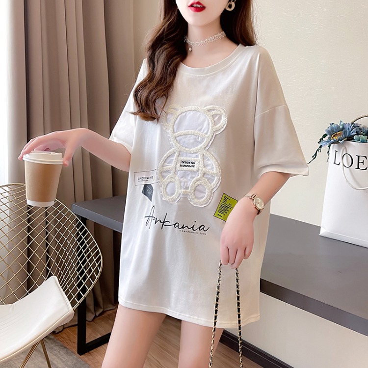 Title 5, White Letter Print Loose Short Sleeves