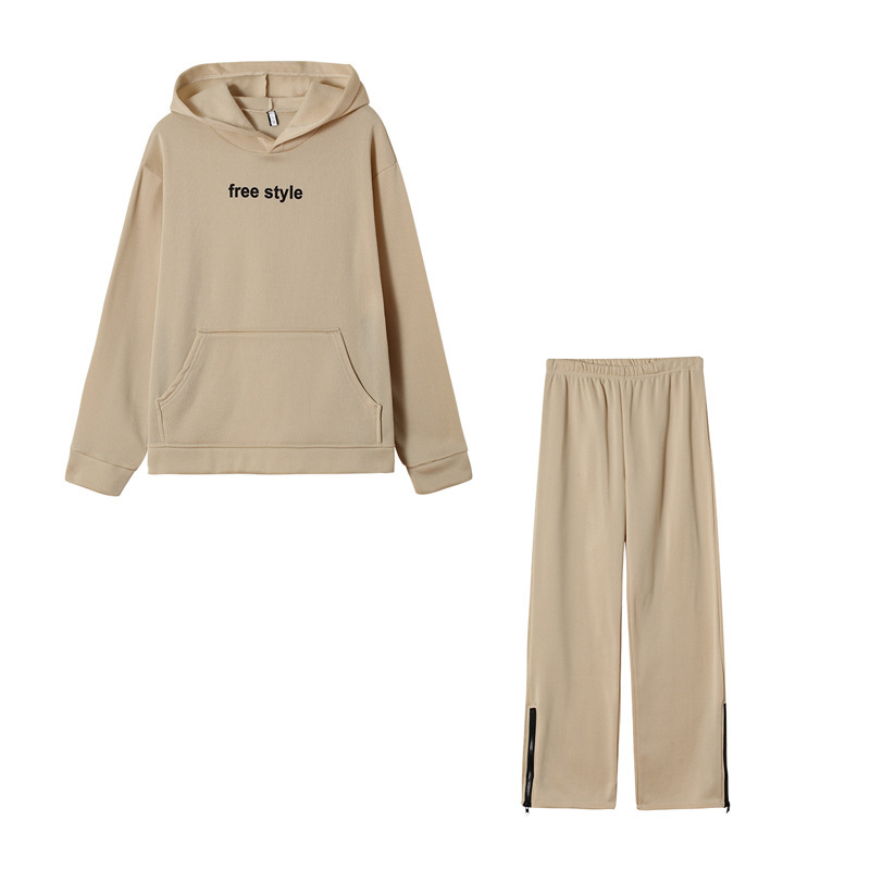 Ladies Long Sleeve Sports Casual Hooded Two-Piece Set