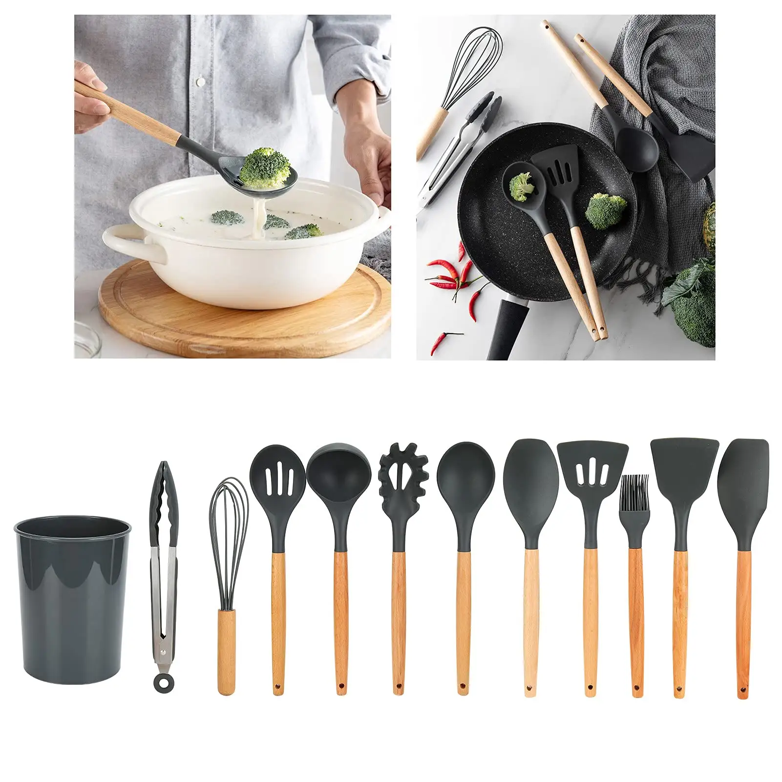 Silicone Kitchen Utensil Set Heat Resistant 250C
