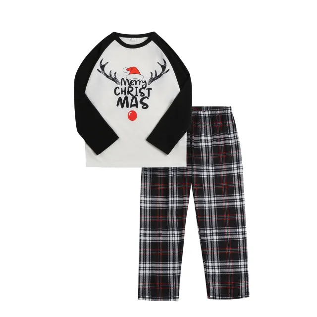 Christmas Elk Printing Parent child Wear Long sleeved Pajamas Set Homewear 5559Style Mom S - Shop at LoveMi