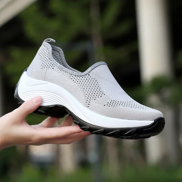 Women Casual Shoes Thick Sole Slip On Tenis Sneakers Comfortable Female Outdoor Climbing Hiking Shoes Grey - Shop at LoveMi