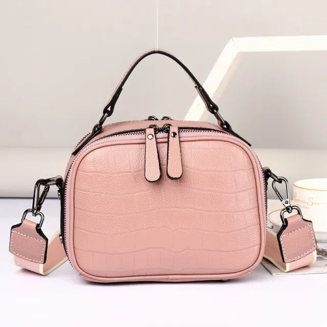 First Layer Cowhide Crossbody Handbag Pink - Shop at LoveMi