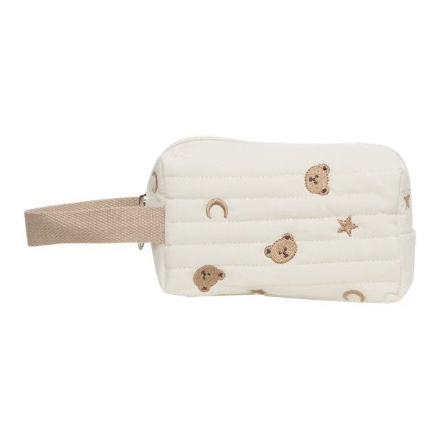 Bear Embroidery Makeup Bag One With Small For Women Beige - Shop at LoveMi