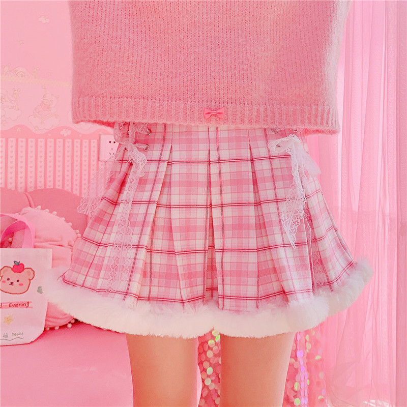 Title 5, Winter Kawaii Pleated Mini Skirt Women Korean F...