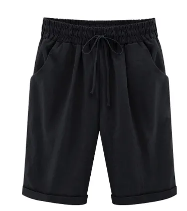 Summer casual pants, women's five pants, thin section, wearing a pair of pants, large size Black - Shop at LoveMi
