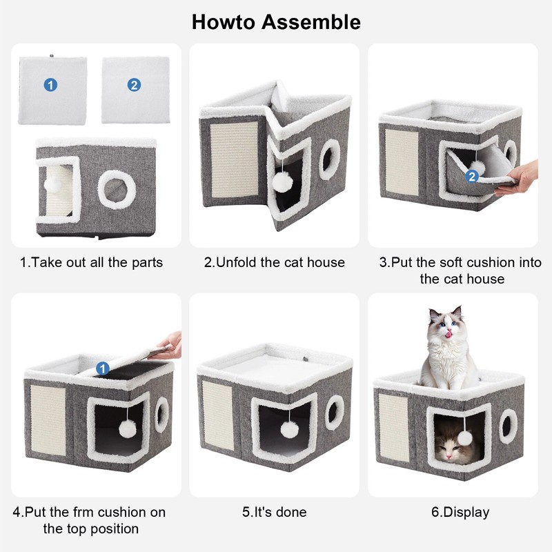 Cat House Cave Cats 2 Layer Condo Nest Bed W Scratching Board Ball
