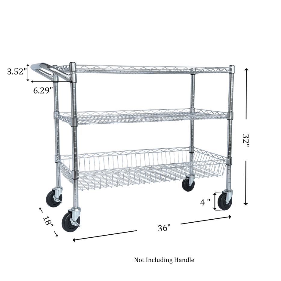 Heavy Duty Rolling Utility Cart,3 Tier Rolling Carts With Wheels,with Handle... 6