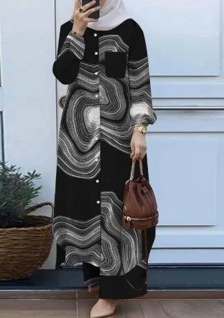 Loose-fitting, Simple Women's Long-sleeved Shirt And Trousers Set