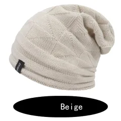 Two-colour Wool Warm Knitted Hat For Ear Protection In Autumn And Winter - Ivory - View 1