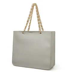 New Cross-border Fashion Women's Chain Bag Ladies Lychee Pattern Portable - Grey - View 1