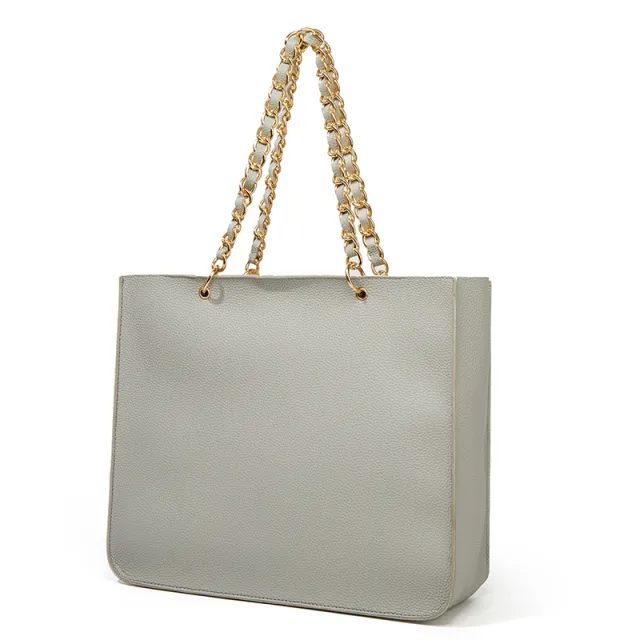 New Cross border Fashion Women's Chain Bag Ladies Lychee Pattern Portable Grey - Shop at LoveMi