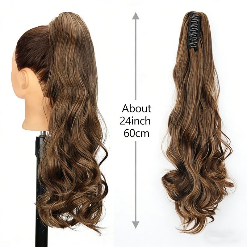 Clip-in Ponytail Hair Extension 22 Inches Wavy CurlySynthetic Wig For Women... 12