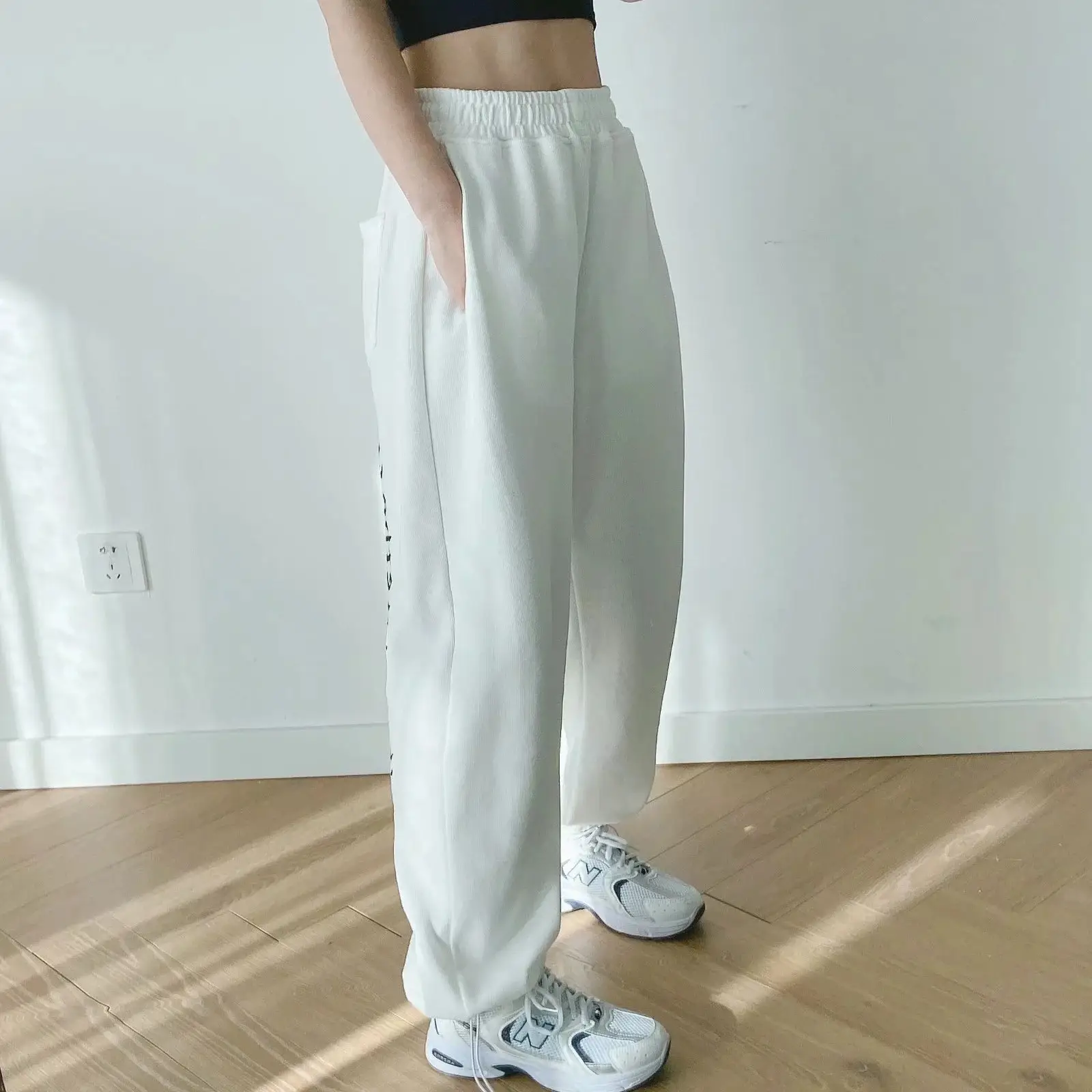 European And American Style Spring And Autumn New Letter Embroidery Sports Pants Women