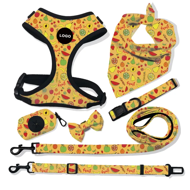 Pet Breathable Dog Harness Leash Set Hawaiian Yellow Fruit - Shop at LoveMi