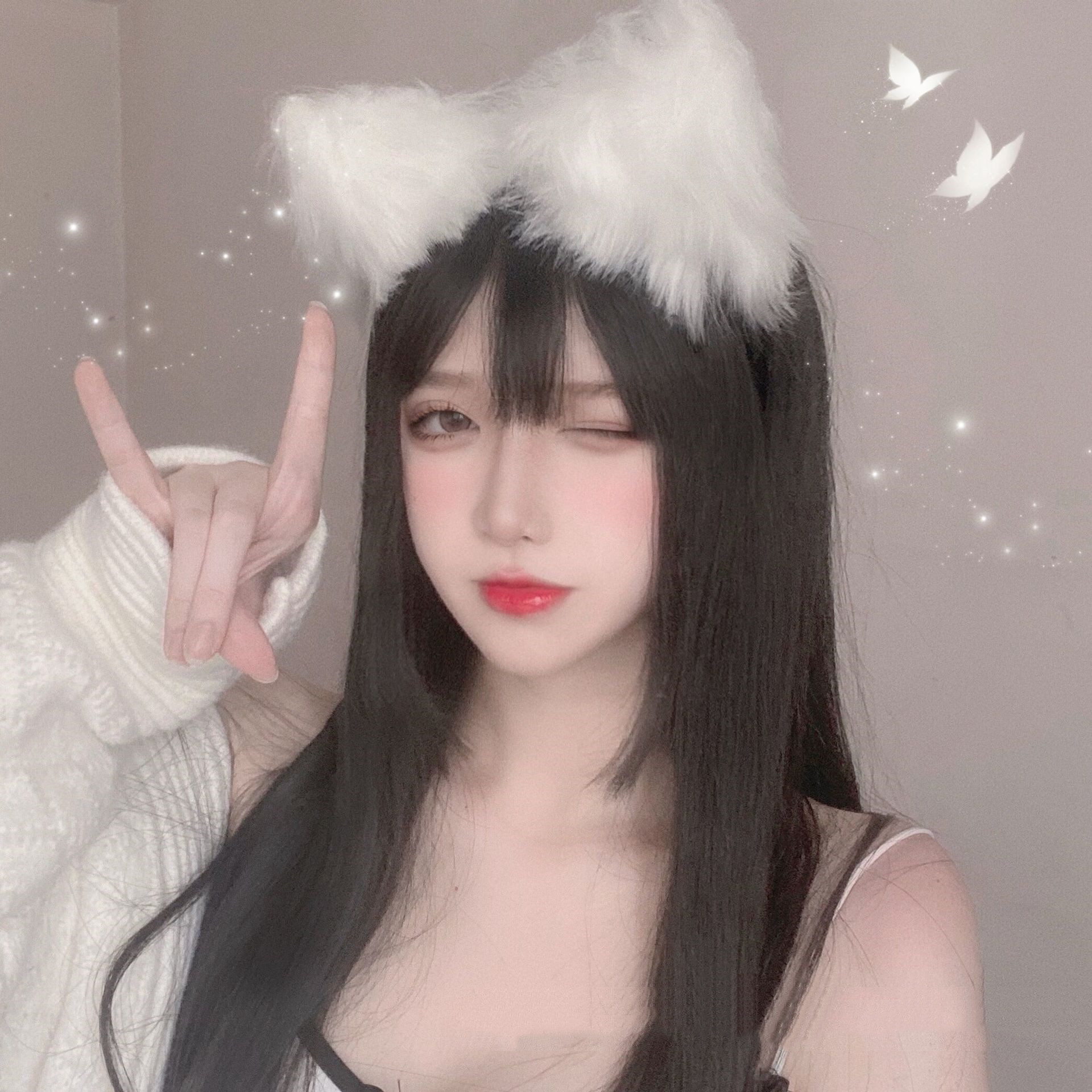 White fox ears hairband