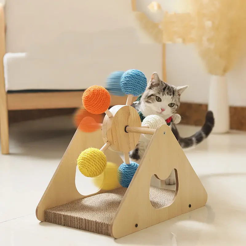 Solid Wood Rotary Table Cat Scratch Board