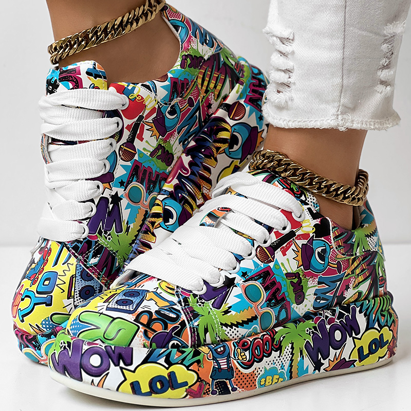 thick-sole lace-up sneakers