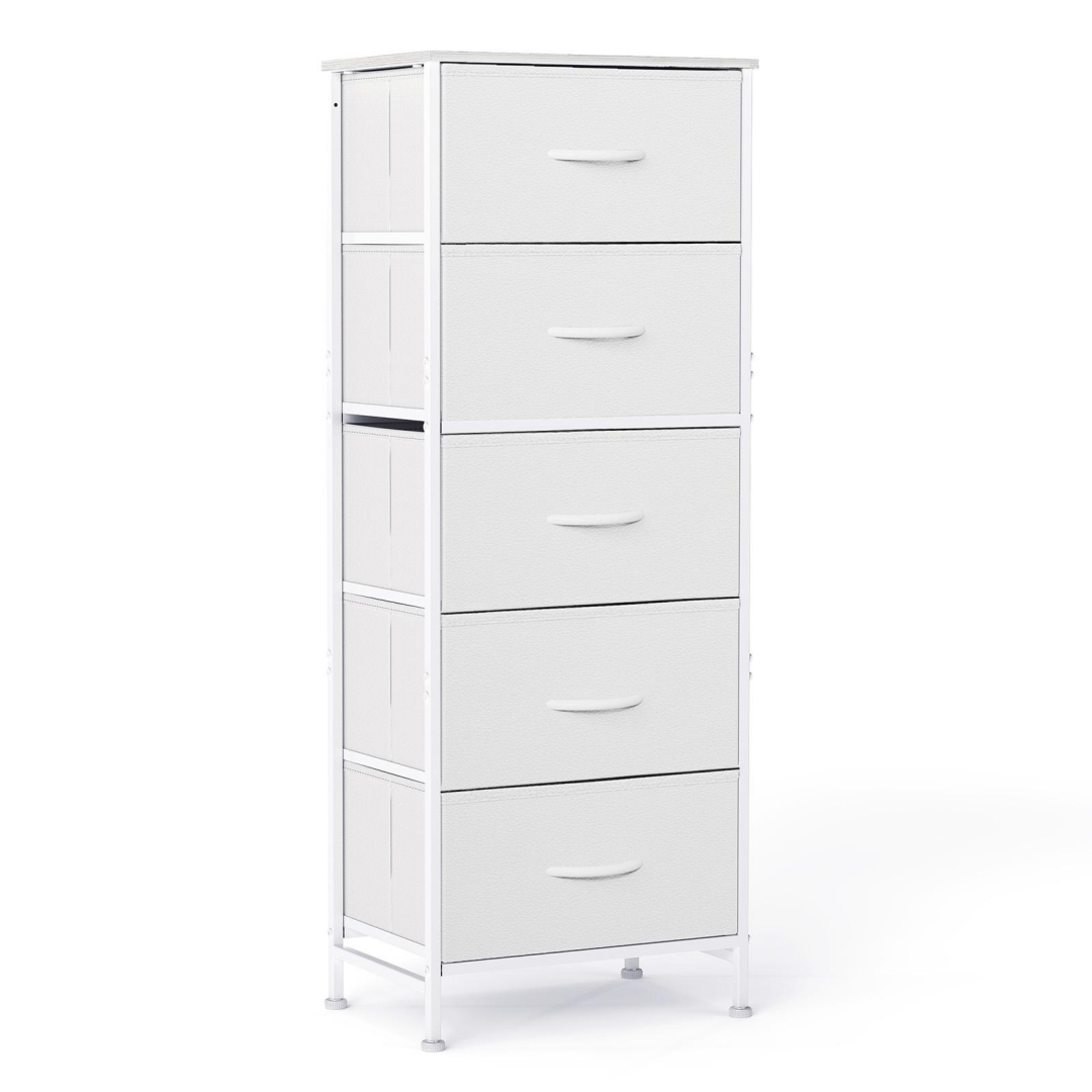 5 Drawer Dresser With Fabric Bins, Sturdy Steel Frame And Wood Top image 2