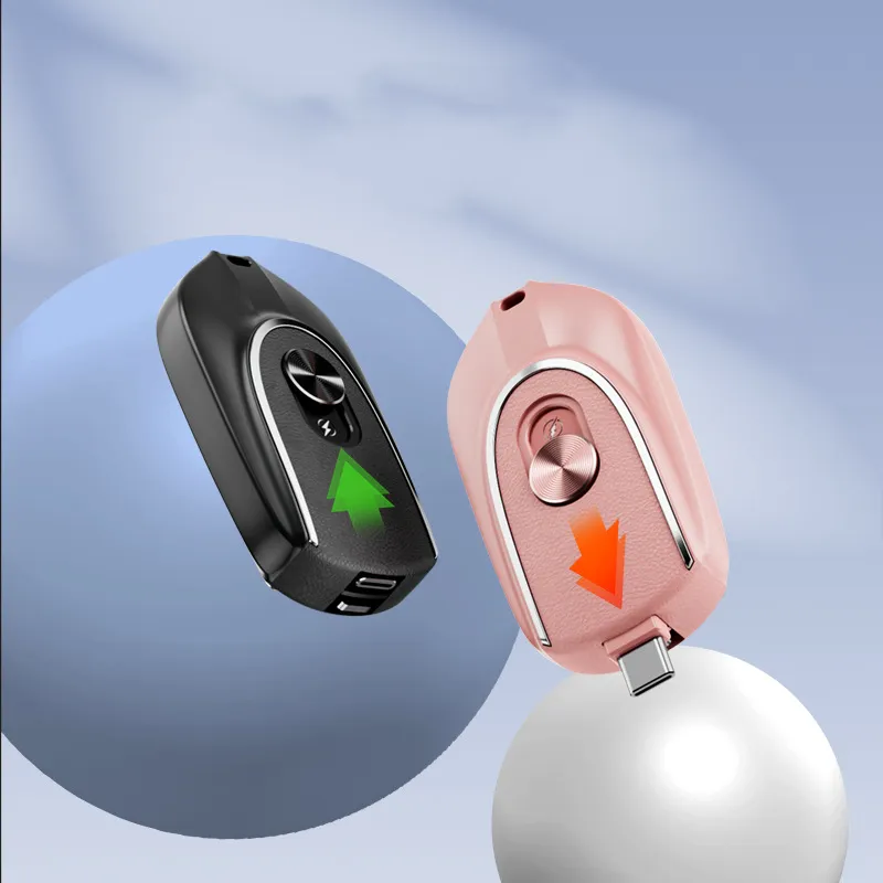 2 In 1 Mini Keychain Power Bank Keyring Hanging Buckle 2 Output Interfaces 5V 1200MAH Backup Power Bank Retractable Plug Waterproof Phone Charging Accessories – image 9