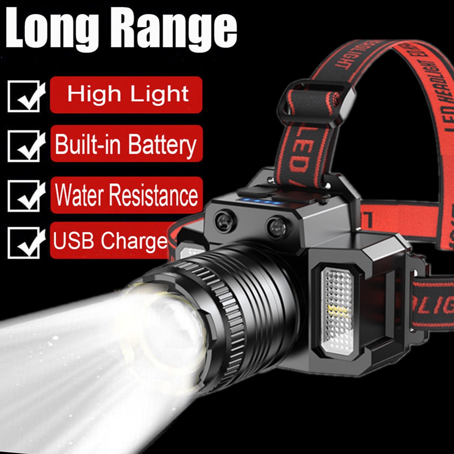 USB-C Rechargeable Zoom Headlamp, 2-Pack