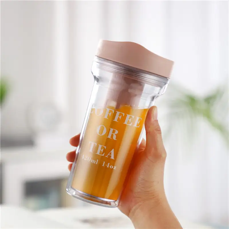 Outdoor Portable Plastic Double-layer Tea Cup