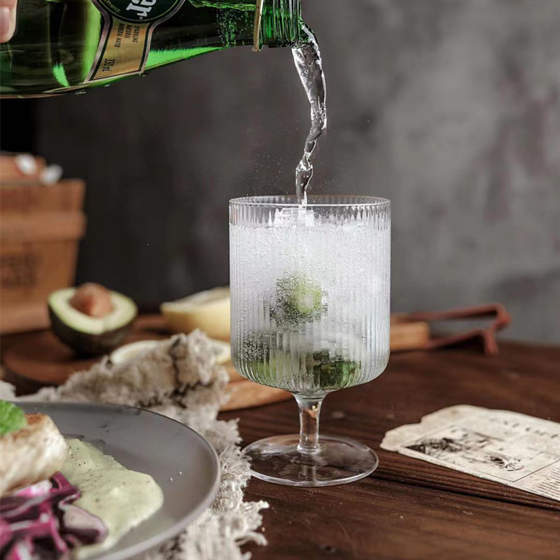 Ins Wind Glass Striped Coffee Flower Tea Cup