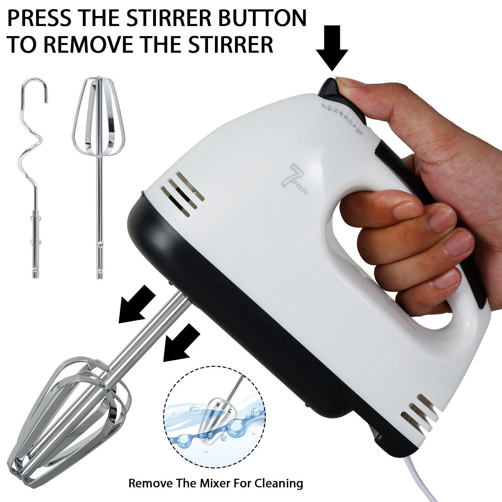Electric Handheld Whisk 7 Speed Hand Mixer Kitchen Egg Beater Cream Cake Blender — image 10