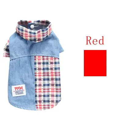 Teddy Dog Summer Plaid Stitching Shirt