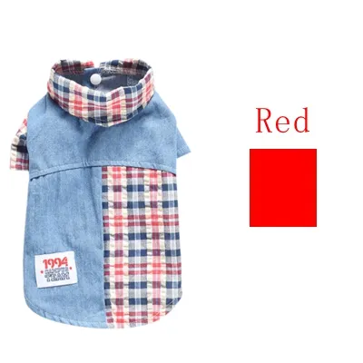 Teddy Dog Summer Plaid Stitching Shirt Red - Shop at LoveMi