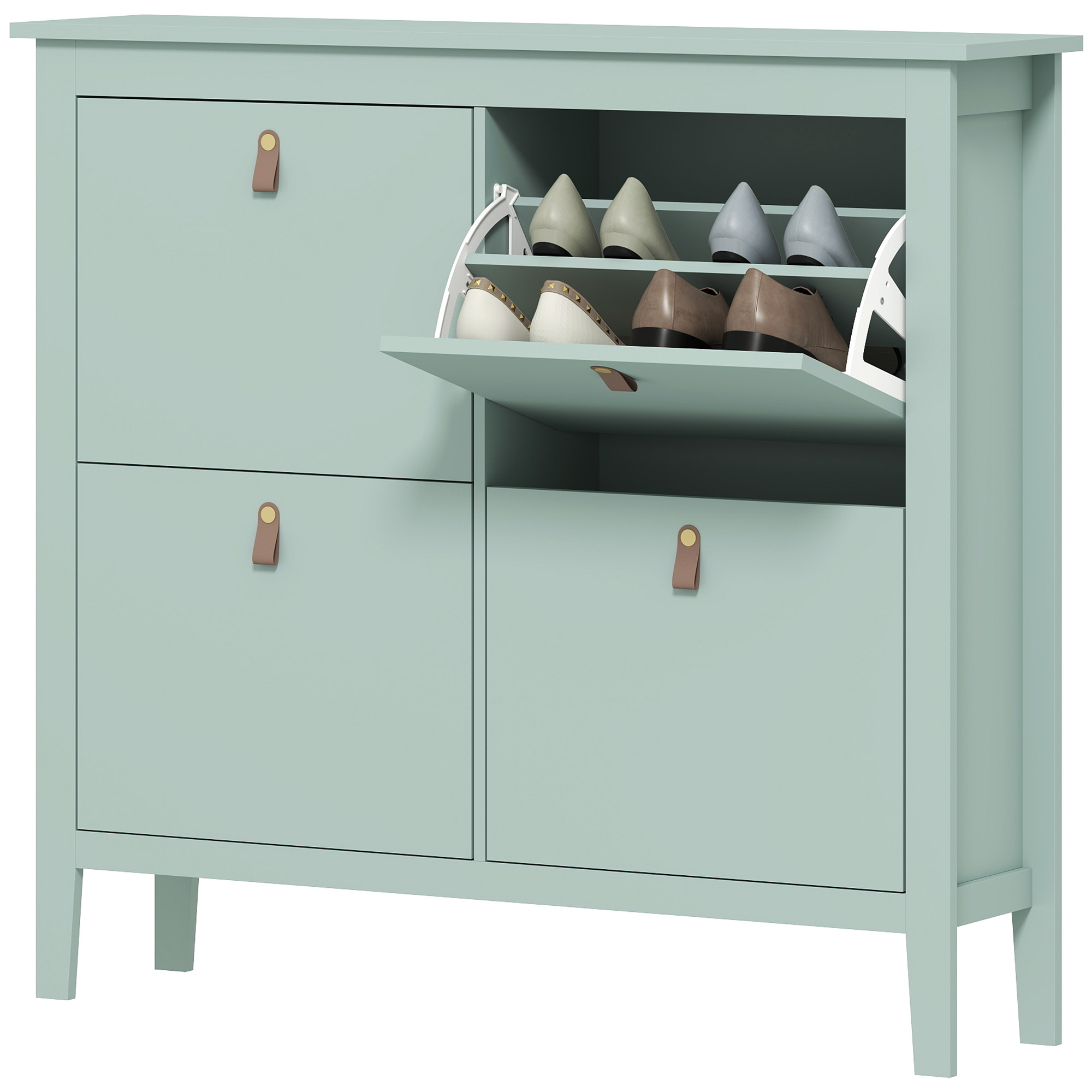 Modern Four Drawer Shoe Cabinet - Green — image 8